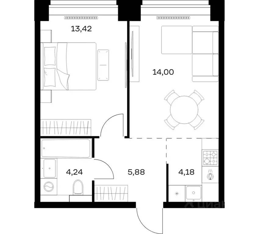 1-к кв. Москва Нова жилой комплекс, к1 (41.72 м) - Фото 1