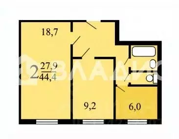 2-к кв. Москва ул. Старый Гай, 2К4 (43.9 м) - Фото 2