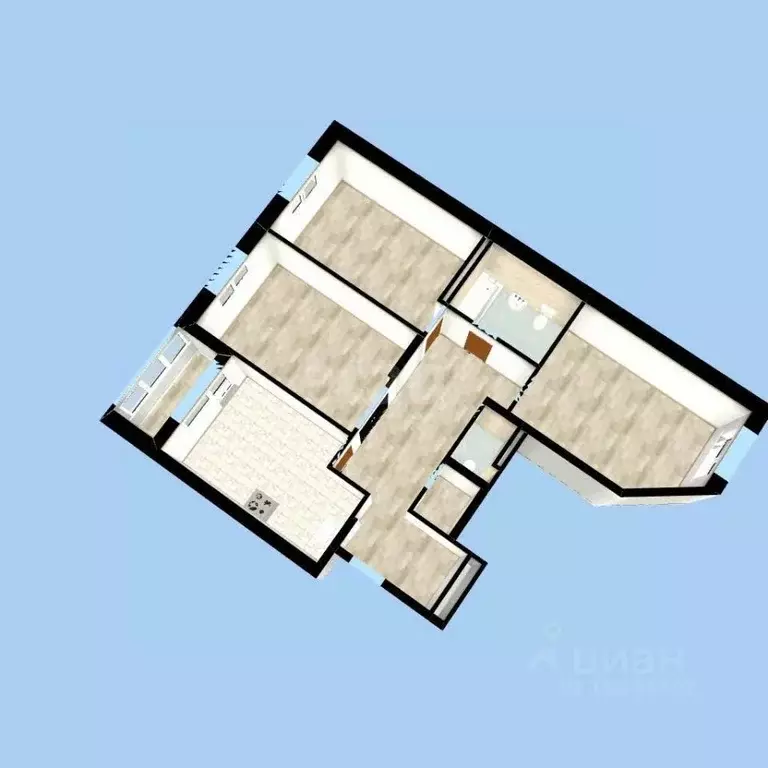 3-к кв. Башкортостан, Уфа ул. Бориса Домашникова, 22 (85.6 м) - Фото 1