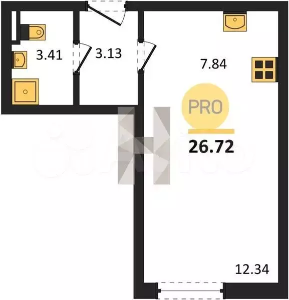 Квартира-студия, 26,7 м, 18/24 эт. - Фото 0