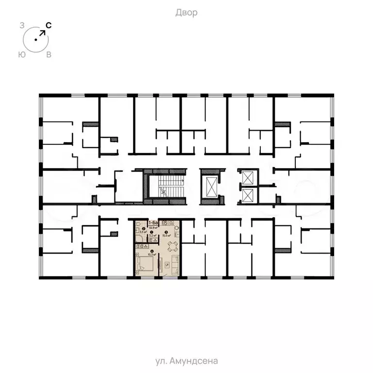 1-к. квартира, 32,6 м, 17/22 эт. - Фото 1