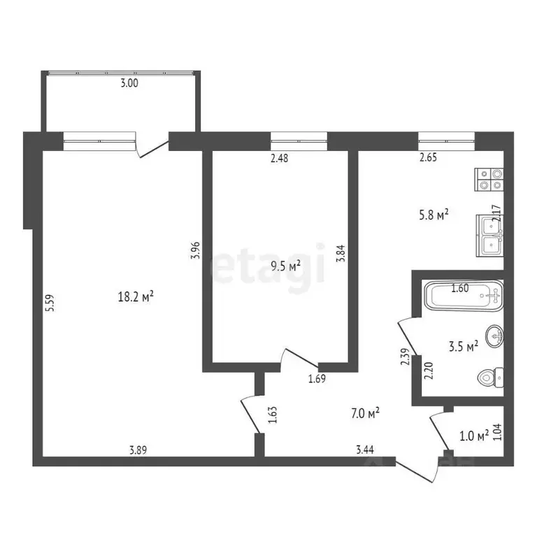 2-к кв. Забайкальский край, Чита Северный мкр, 6 (44.9 м) - Фото 1