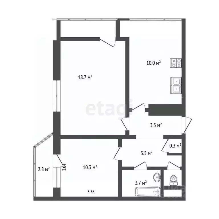 2-к кв. Севастополь просп. Генерала Острякова, 140 (59.7 м) - Фото 2