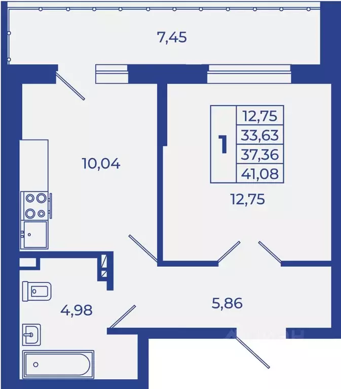 1-к кв. Ростовская область, Новочеркасск  (41.08 м) - Фото 1