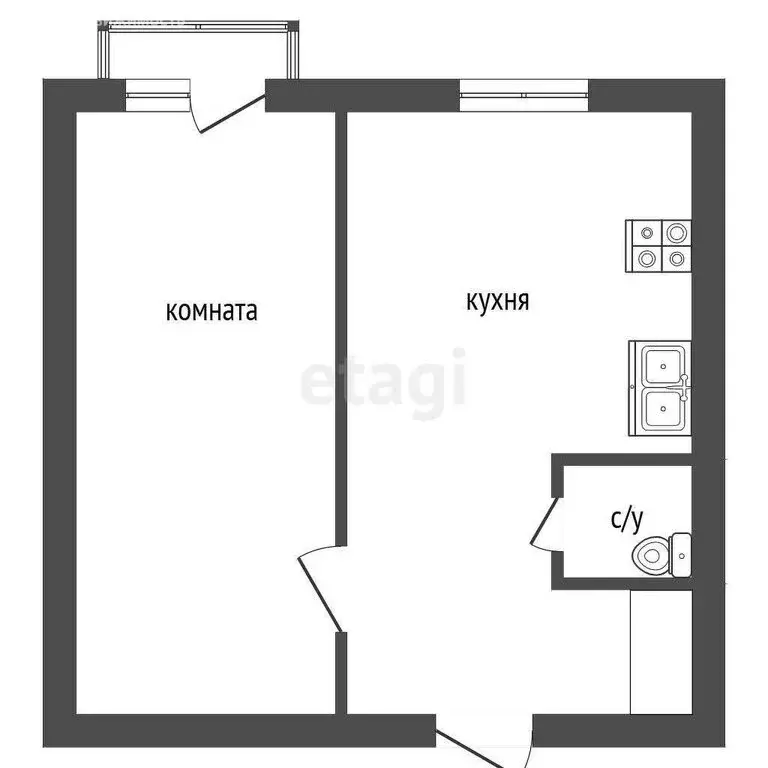 1-комнатная квартира: Кыштым, улица Интернационала, 101 (29.2 м) - Фото 1
