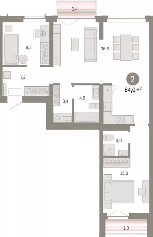 2-комнатная квартира: Новосибирск, Октябрьский район, микрорайон ... - Фото 1