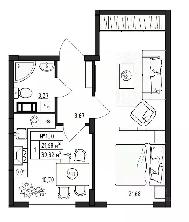 1-к кв. Ленинградская область, Гатчинский муниципальный округ, д. ... - Фото 1