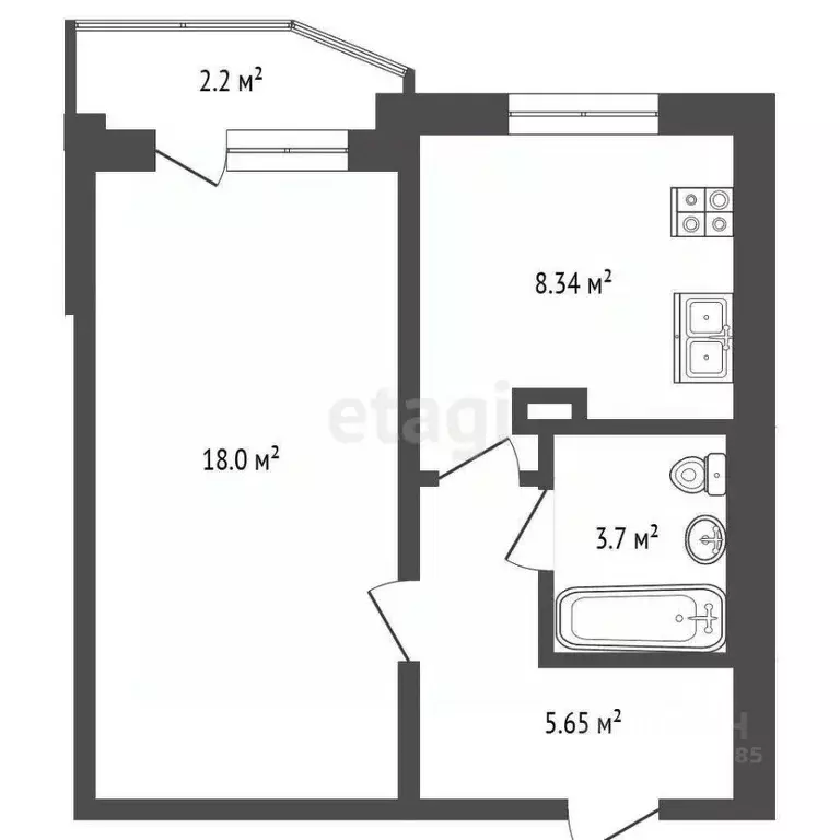 1-к кв. Самарская область, Самара ул. Водников, 46 (37.0 м) - Фото 1