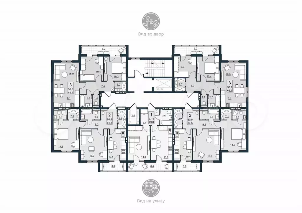 1-к. квартира, 37,4 м, 8/10 эт. - Фото 1