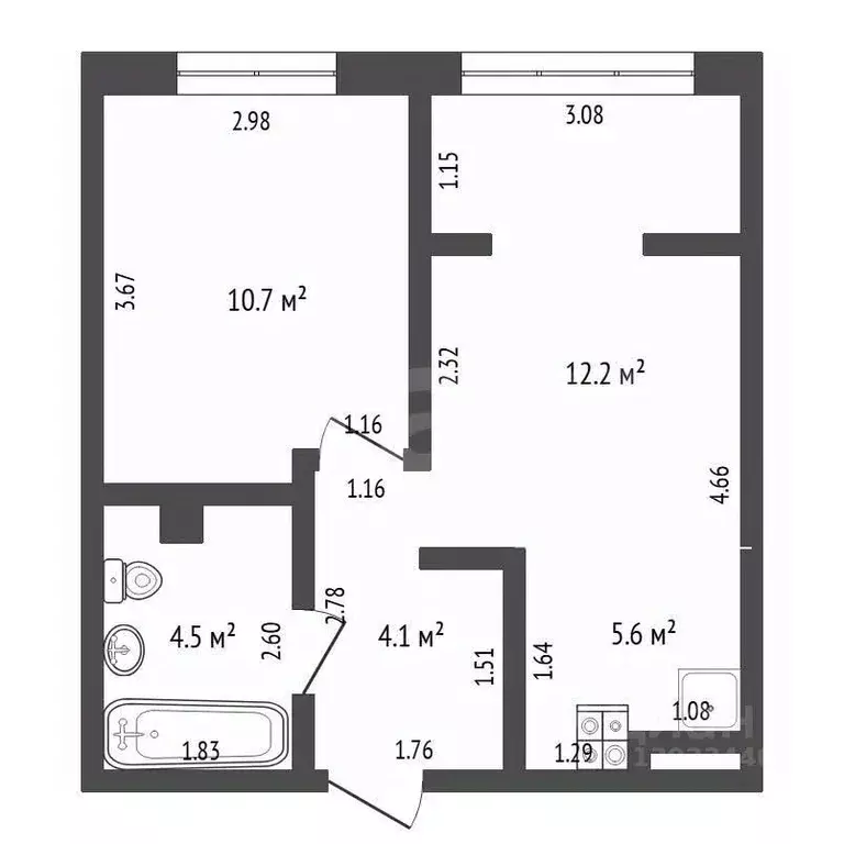1-к кв. Тюменская область, Тюмень ул. Газовиков, 73к4 (40.2 м) - Фото 2
