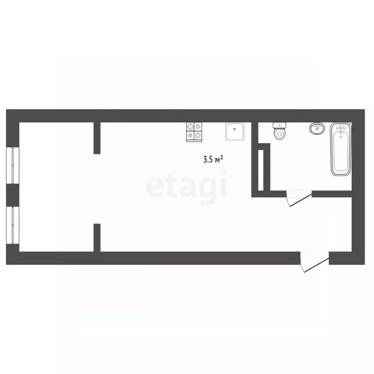 Студия Тюменская область, Тюмень ул. Краснооктябрьская, 14 (18.5 м) - Фото 1