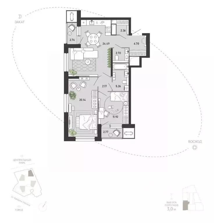 2-к кв. Тульская область, Тула ул. Фридриха Энгельса, 70А (81.25 м) - Фото 0