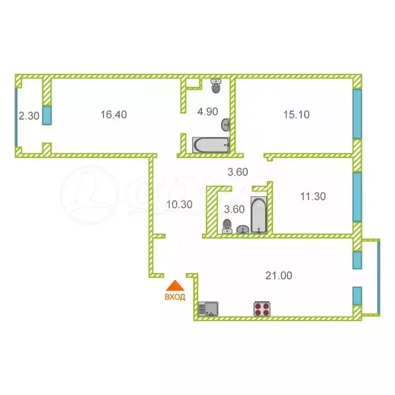 3-комнатная квартира: Тюмень, улица Энергетиков, 42 (87 м) - Фото 1