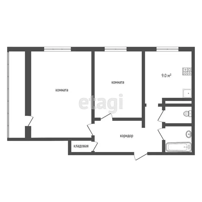 2-комнатная квартира: Усинск, Молодёжная улица, 4 (54.5 м) - Фото 1