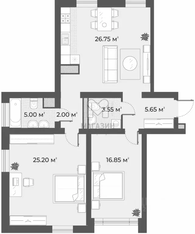 2-к кв. Санкт-Петербург Зеленогорская ул., 3 (84.0 м) - Фото 2