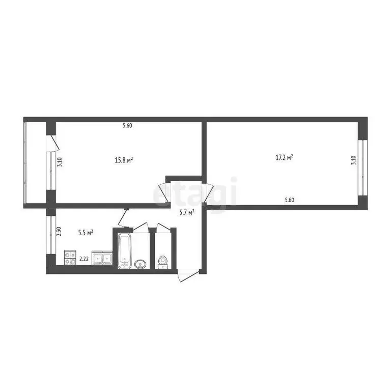 2-комнатная квартира: Архангельск, Вологодская улица, 42к1 (47.5 м) - Фото 1
