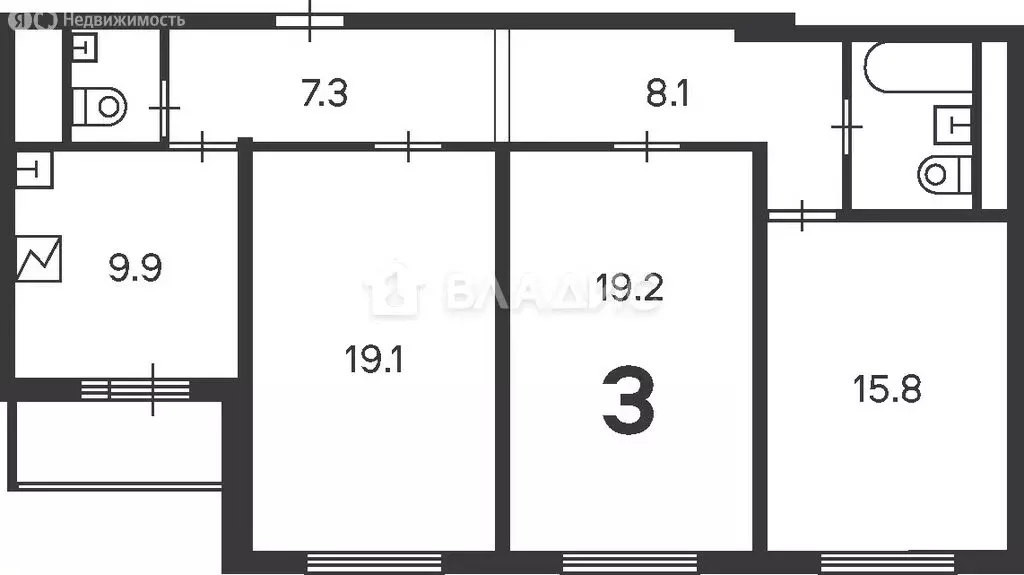 3-комнатная квартира: Москва, район Троицк, Кварцевая улица, 4к1 (85.4 ... - Фото 1