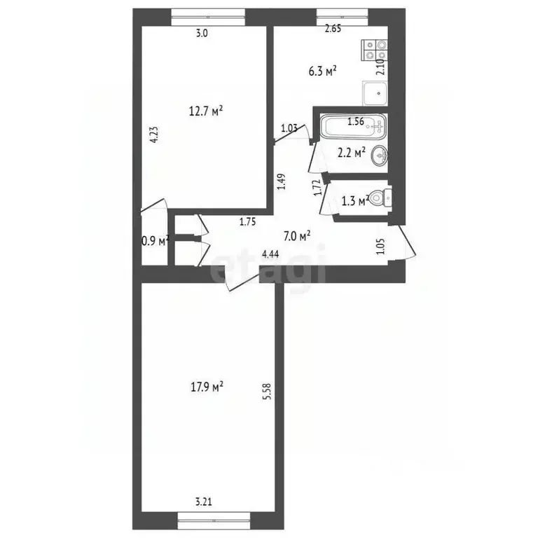 2-к кв. Карелия, Кондопога Пролетарская ул., 28 (48.9 м) - Фото 1