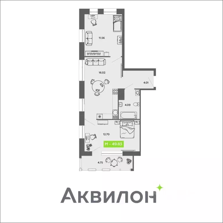 2-к кв. Архангельская область, Архангельск Привокзальный мкр,  (49.83 ... - Фото 1