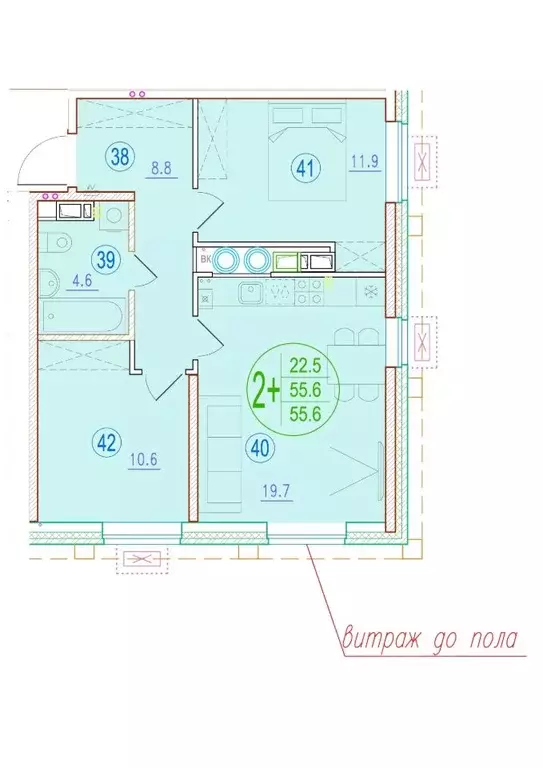 2-к кв. Астраханская область, Астрахань ул. Ахшарумова (55.6 м) - Фото 1