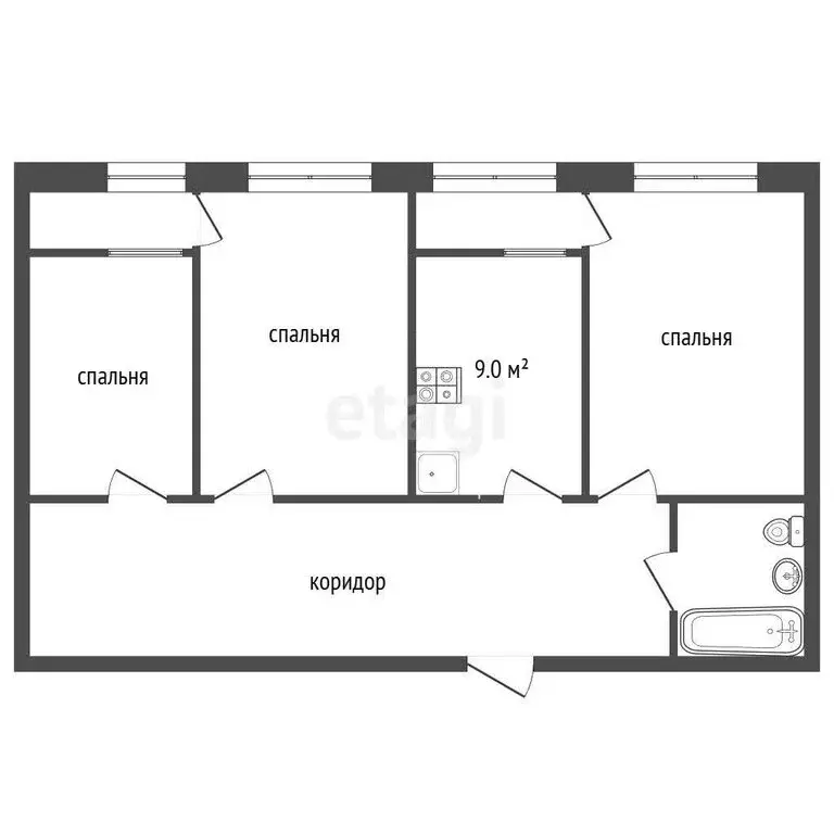 3-комнатная квартира: Севастополь, улица Горпищенко, 143к1 (85 м) - Фото 1