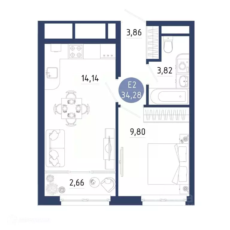 1-к кв. Рязанская область, Рязанский муниципальный округ, с. Дядьково ... - Фото 2
