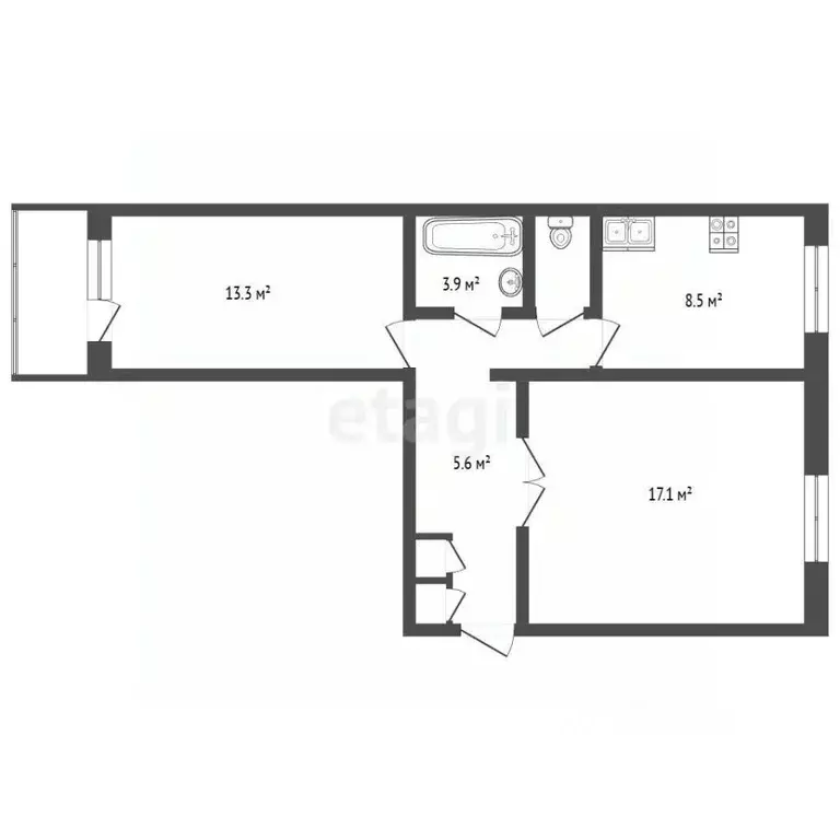 2-к кв. Москва Братеевская ул., 33К1 (52.4 м) - Фото 1
