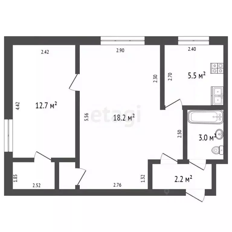 2-к кв. Омская область, Тара г. Тарское городское поселение, ул. Мира, ... - Фото 2