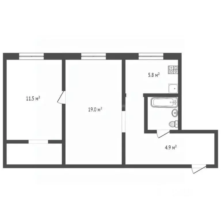 2-к кв. Орловская область, Орел Комсомольская ул., 354 (42.9 м) - Фото 1