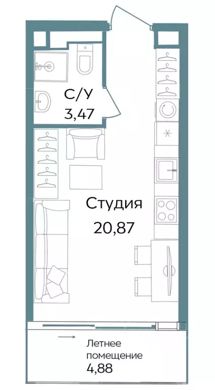 Студия Крым, Саки ул. Морская (29.22 м) - Фото 0