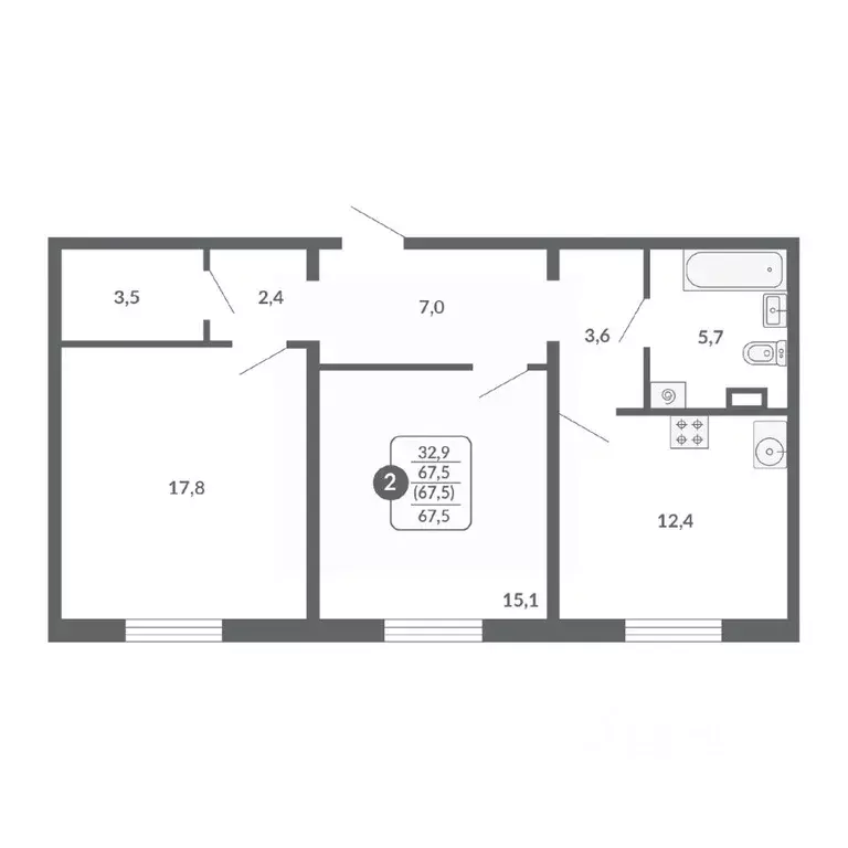 2-к кв. Кировская область, Киров ул. Пушкина, 25 (67.5 м) - Фото 1