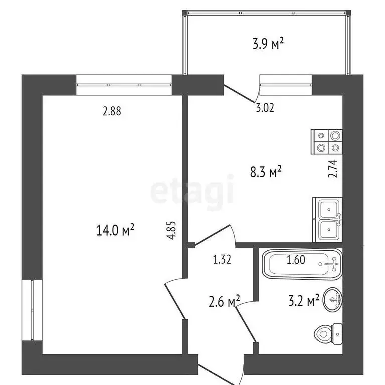 1-комнатная квартира: Батайск, улица Энгельса, 256 (28.9 м) - Фото 1