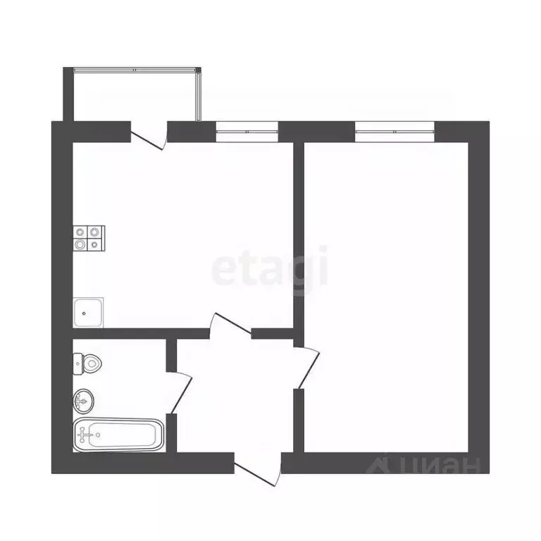 1-к кв. Смоленская область, Смоленск ш. Киевское, 57 (37.4 м) - Фото 1
