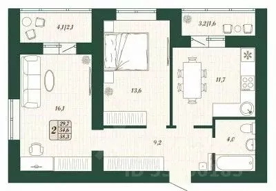 2-к кв. Самарская область, Волжский район, Смышляевка городское ... - Фото 1
