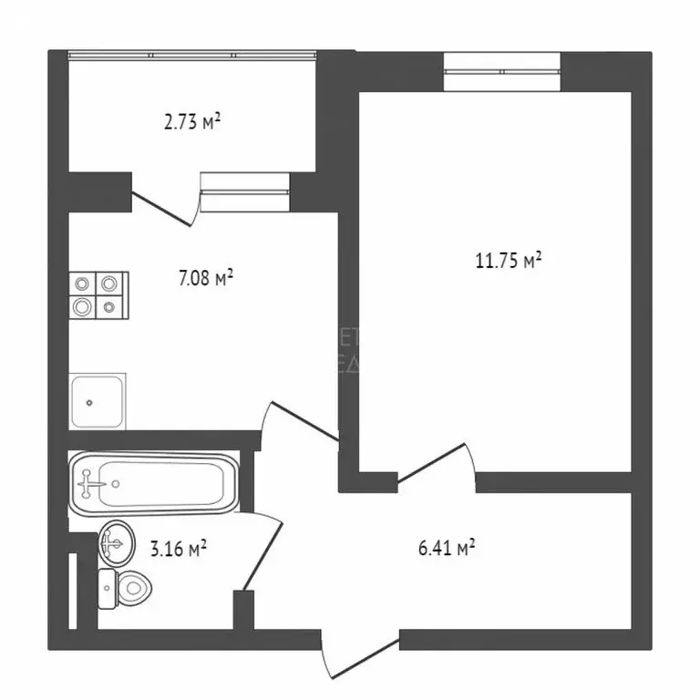 1-комнатная квартира: Тюмень, улица Надира Сагдеева, 4 (29 м) - Фото 0