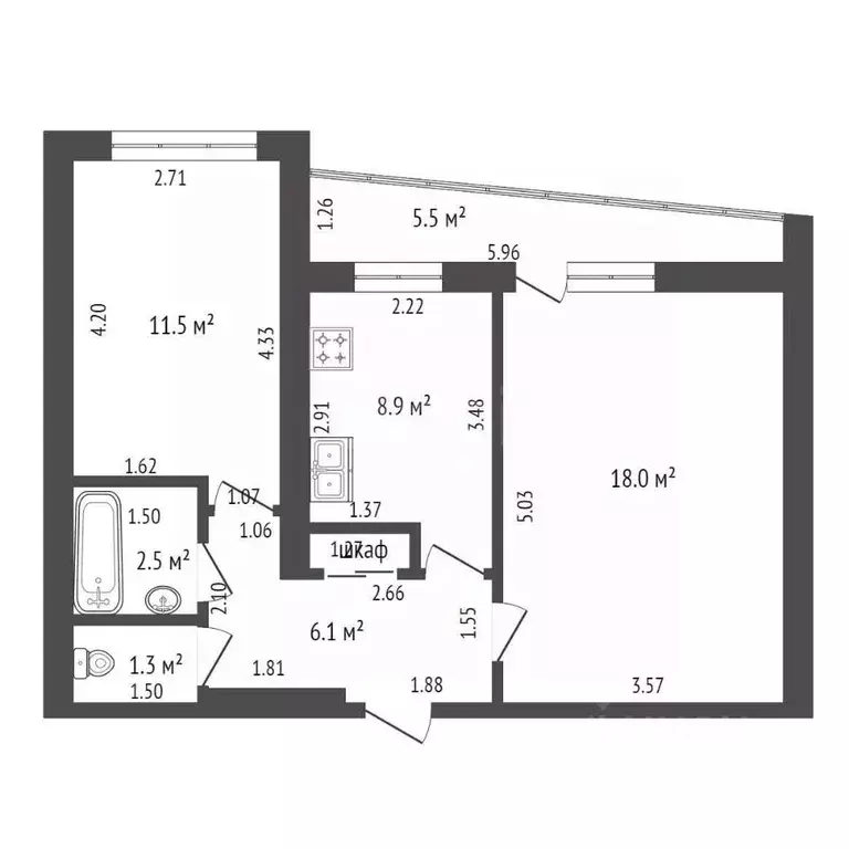 2-к кв. Краснодарский край, Анапа 12-й мкр, 36 (52.0 м) - Фото 1