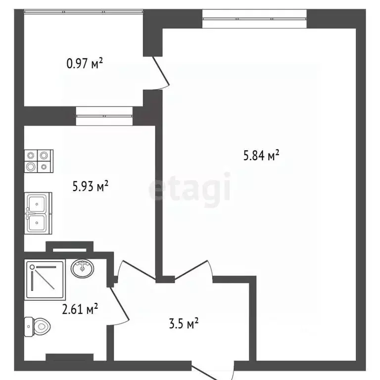 1-к кв. Севастополь ул. Горпищенко, 143к6 (28.0 м) - Фото 2