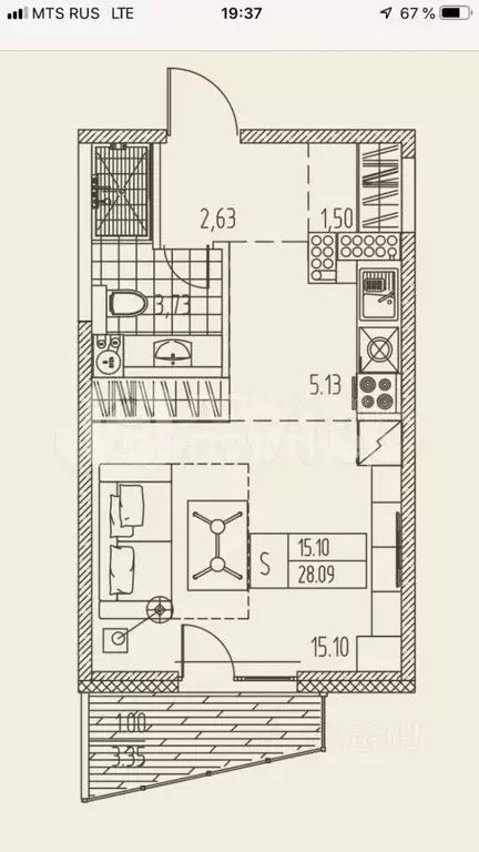 Квартира-студия, 28,4 м, 17/19 эт. - Фото 0