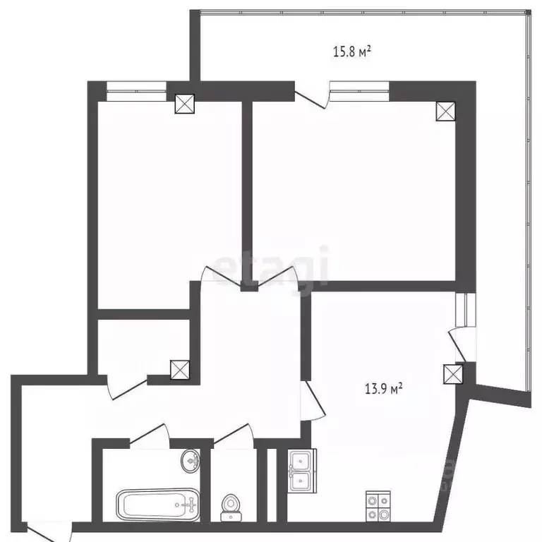 2-к кв. Ростовская область, Аксай ул. Мира, 1 (61.1 м) - Фото 1