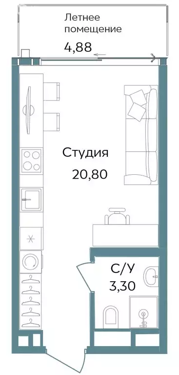 Квартира-студия: Республика Крым, Саки, курортный кластер Темпо (28.98 ... - Фото 0