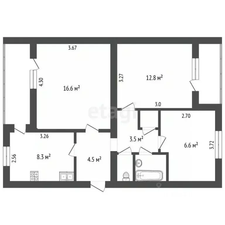 3-к кв. Ростовская область, Аксай ул. Вартанова, 2А (60.0 м) - Фото 2