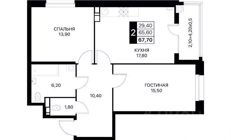 2-к кв. Ростовская область, Ростов-на-Дону ул. Берберовская, 15 (67.0 ... - Фото 0