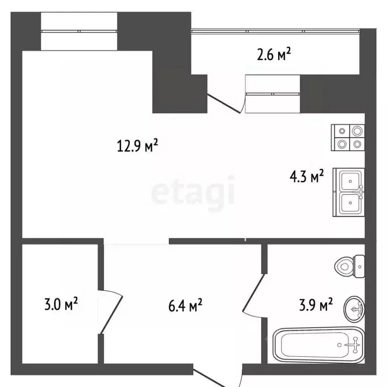 Студия Забайкальский край, Чита ул. Ленина, 150 (30.9 м) - Фото 2
