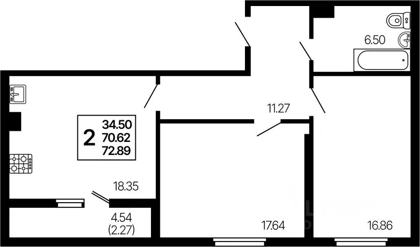 2-к кв. Самарская область, Самара Революционная ул. (72.89 м) - Фото 0