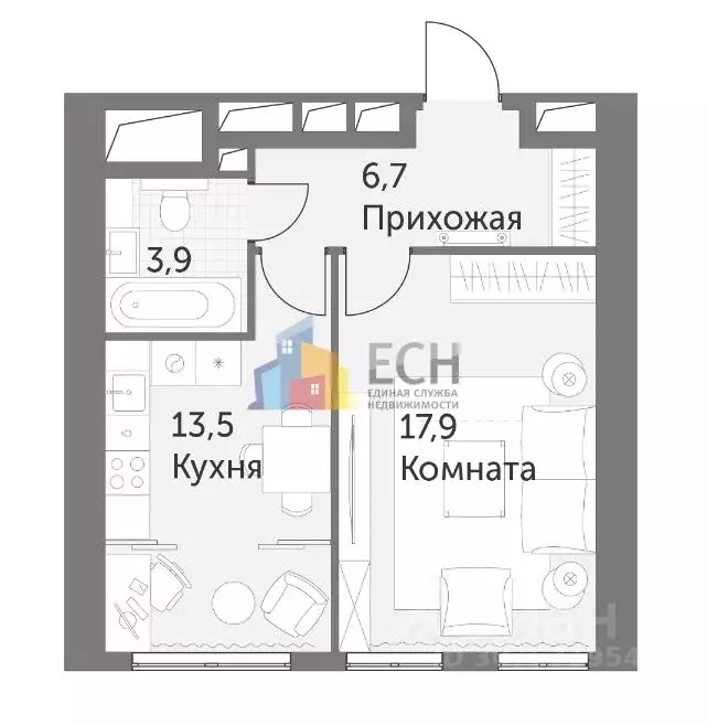 2-к кв. Москва ул. Академика Волгина, вл2с6 (42.0 м) - Фото 1