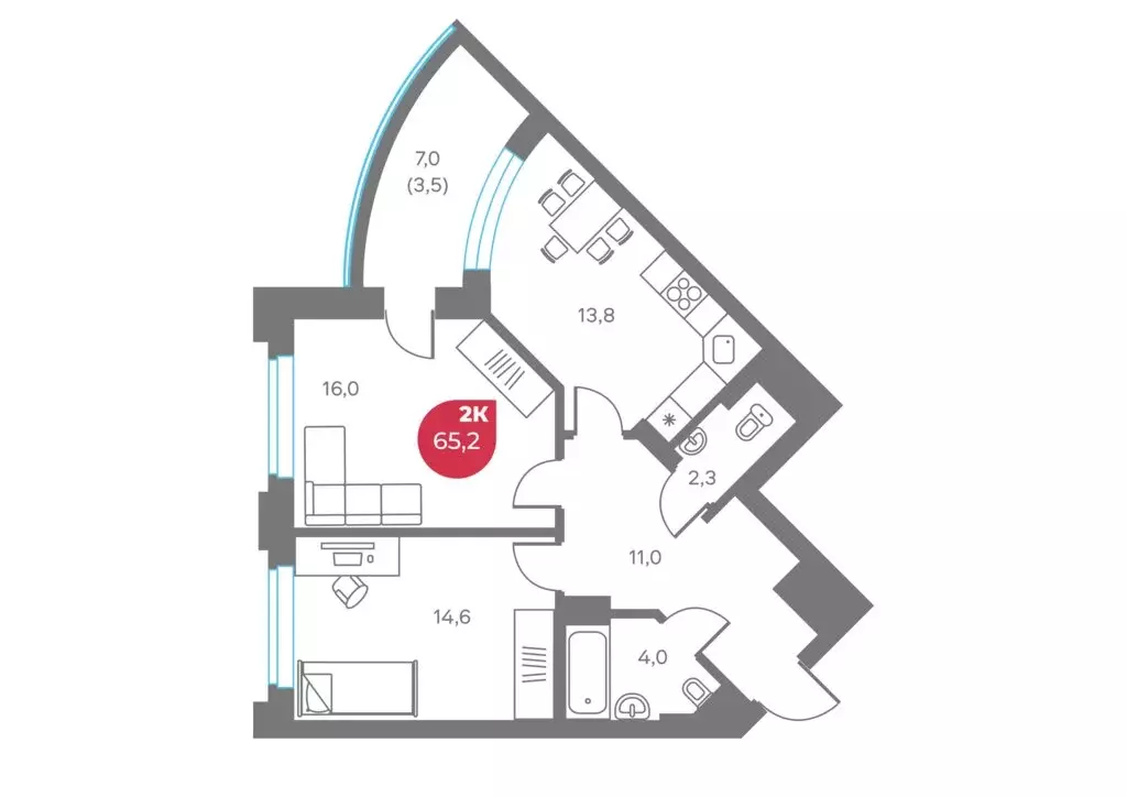 2-комнатная квартира: Пермь, Советская улица, 16А (65.2 м) - Фото 0