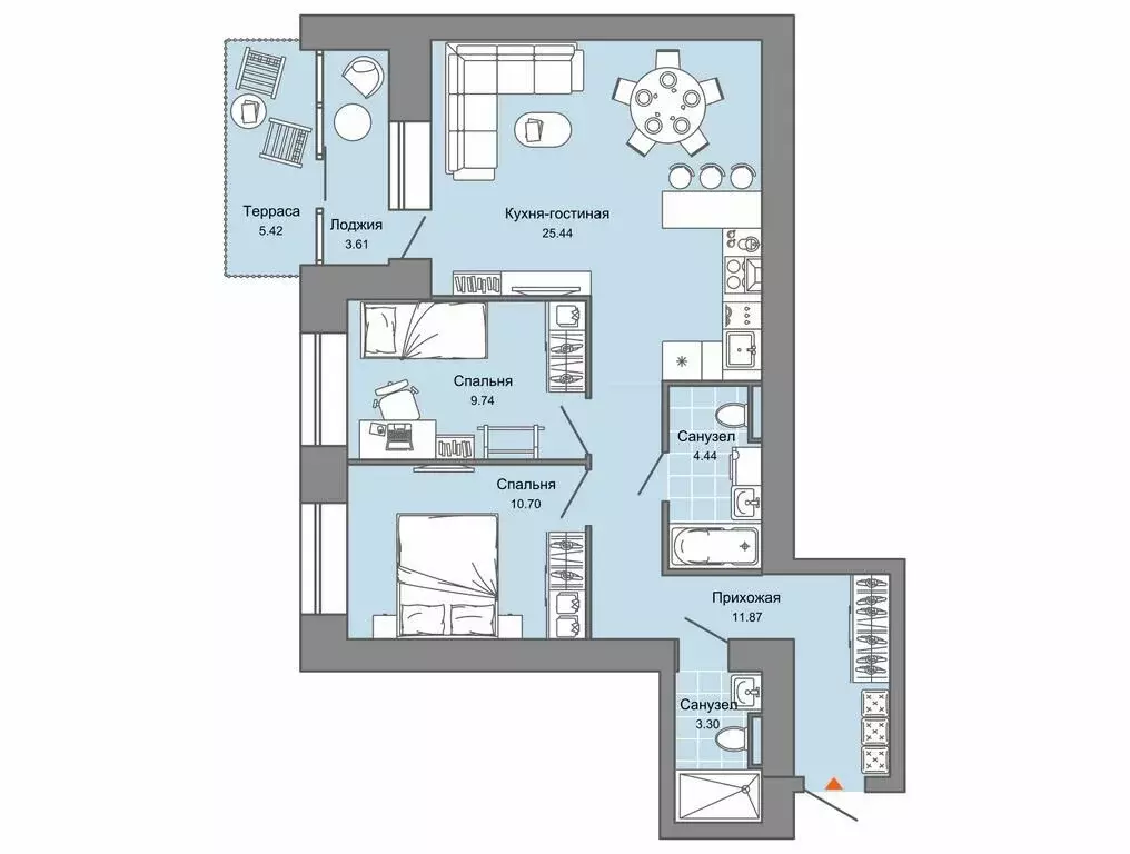 2-комнатная квартира: Киров, улица 4-й Пятилетки, 84 (69 м) - Фото 0