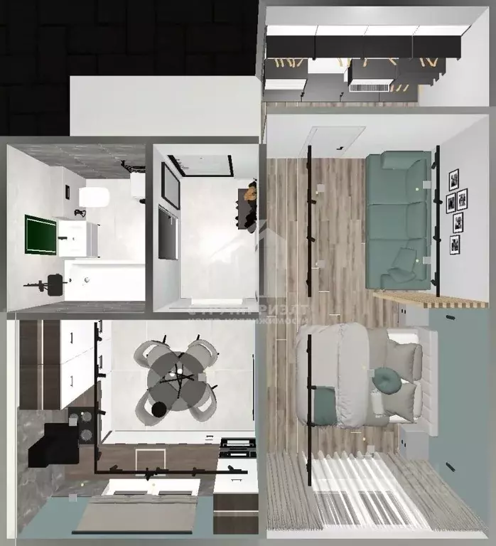 1-к кв. Калининградская область, Гурьевский муниципальный округ, пос. ... - Фото 2