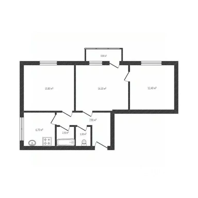 3-к кв. Брянская область, Брянск пер. Чернышевского, 25 (62.7 м) - Фото 2