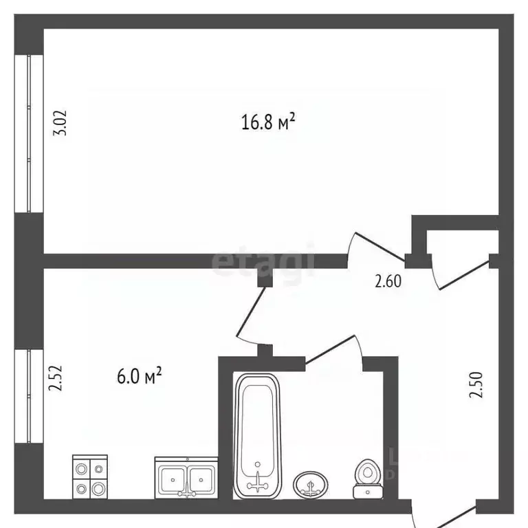 1-к кв. Тюменская область, Тюмень ул. Мельникайте, 48 (30.4 м) - Фото 0